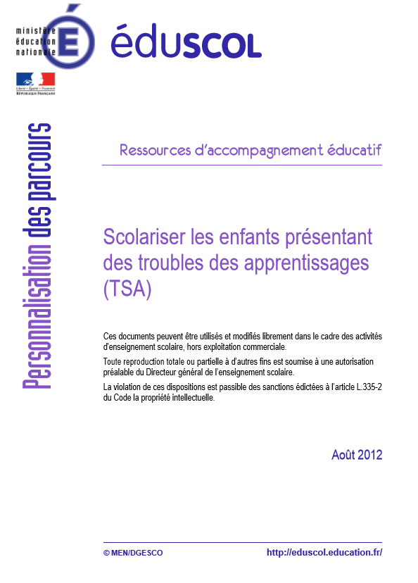 eduscol scolariser les enfants présentant des troubles des apprentissages